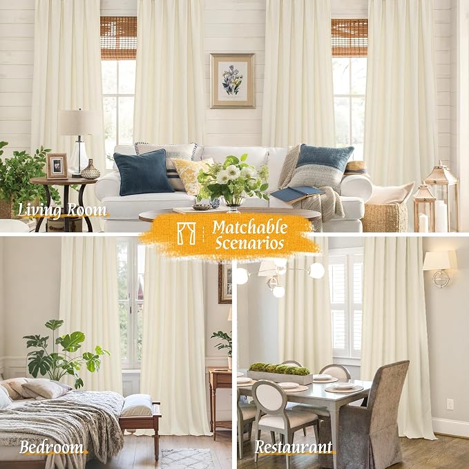 LAMIT Light Beige Linen Curtains 63 inch Length - Image 6
