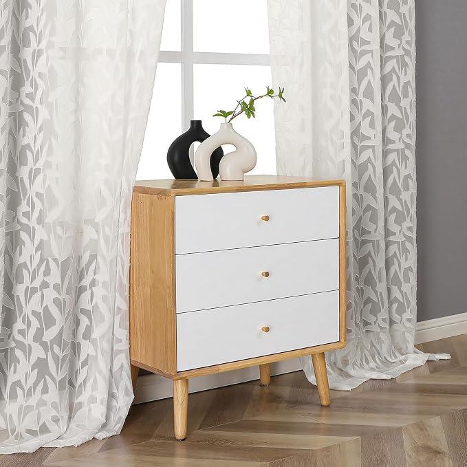 Lecloud Leia Ivory Sheer Curtains 72 Inches Long 2 Panels, Jacquard Texture - Image 2