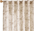 Lazzzy Farmhouse Linen Curtains Extra Long Taupe Floral Curtains 108 Inch by Lazzzy