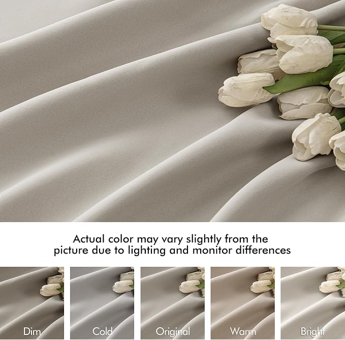 MIULEE Natural Back Tab Blackout Curtains 52x120 Inch Long 2 Panels Set | Rod - Image 8