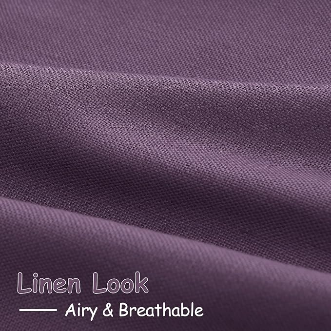 Plum Linen Curtains for Living Room 63 Inches Long 2 Panel Set Light Filtering - Image 5