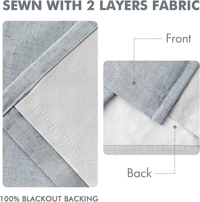 MIULEE Grayish Blue Pinch Pleated 100% Blackout Curtains 40x102 Inches | Room - Image 5