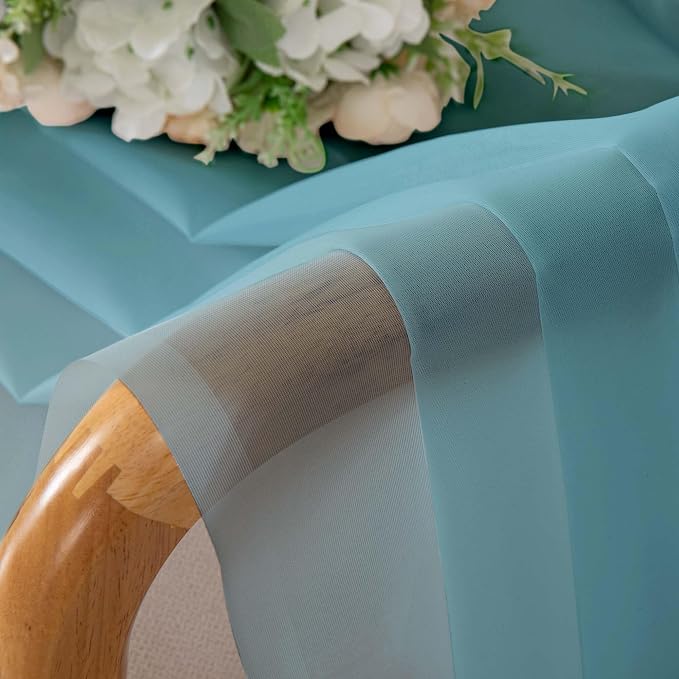 Simplebrand Aqua Sheer Curtains 63 Inch Length 2 Panels, Rod Pocket Solid Color - Image 7
