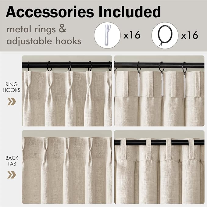 MIULEE Pinch Pleated Thick Linen Curtains 84 Inches Long 2 Panels - Image 8