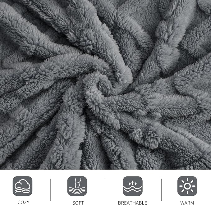 Aganear Fleece Throw Blanket for Bed Couch 90"x108" Grey | Lightweight Fuzzy - Image 9