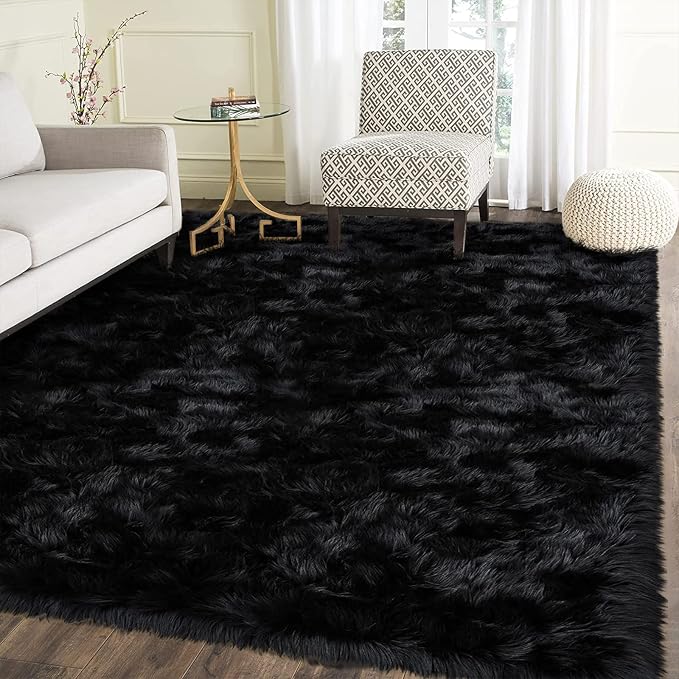 Latepis Area Rug 6x8, Faux Fur Sheepskin Rug by Latepis
