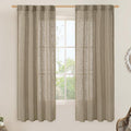 Linen Curtains 60 Inch Length 2 Panels, Light Filtering Sheer Panels | Faux by LAMIT