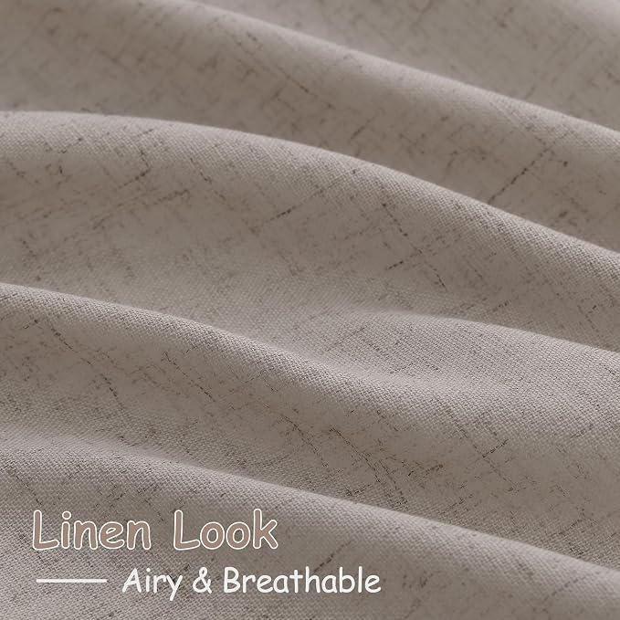 Nanspring Stone Beige Linen Curtains 96 Inches Long - Image 4