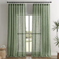 Joydeco Linen Curtains 96 Inch Length 2 Panel Sets, Light Filtering Curtains by JOYDECO