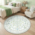 RELEANY Washable Area Rug, Round 4ft, Water Repellent, Pet Friendly, Vintage by RELEANY