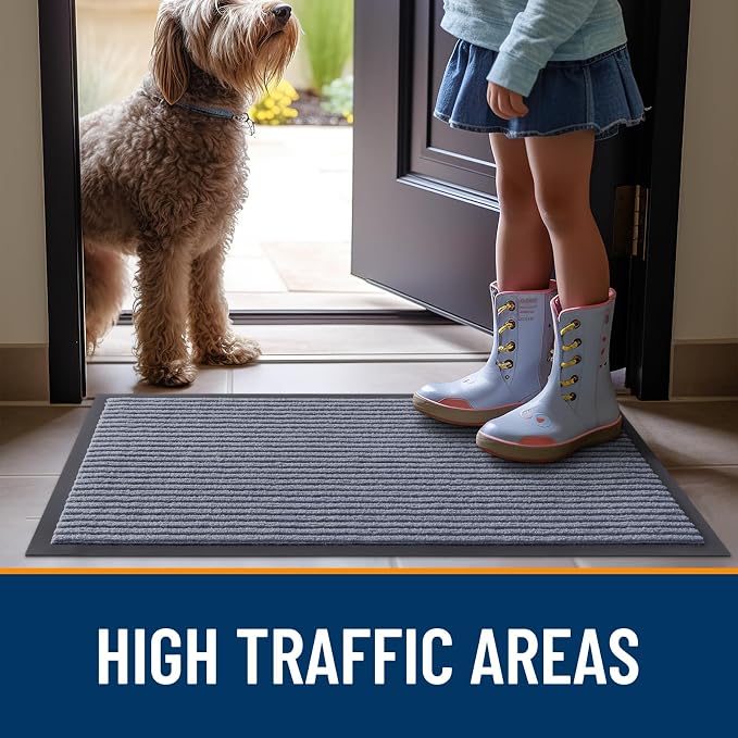 OLANLY 2-Pack Front Door Mats 71x47, Waterproof Heavy-Duty Doormats | Ash Grey - Image 7
