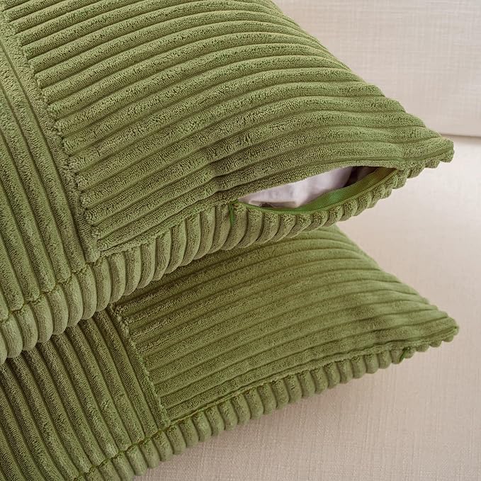 Fancy Homi 2 Packs Moss Green Euro Decorative Throw Pillow Covers 28x28 Inch - Image 3