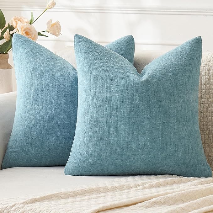 MIULEE Smoke Blue Chenille Couch Throw Pillow Covers, 20x20 | Set of 2 by MIULEE
