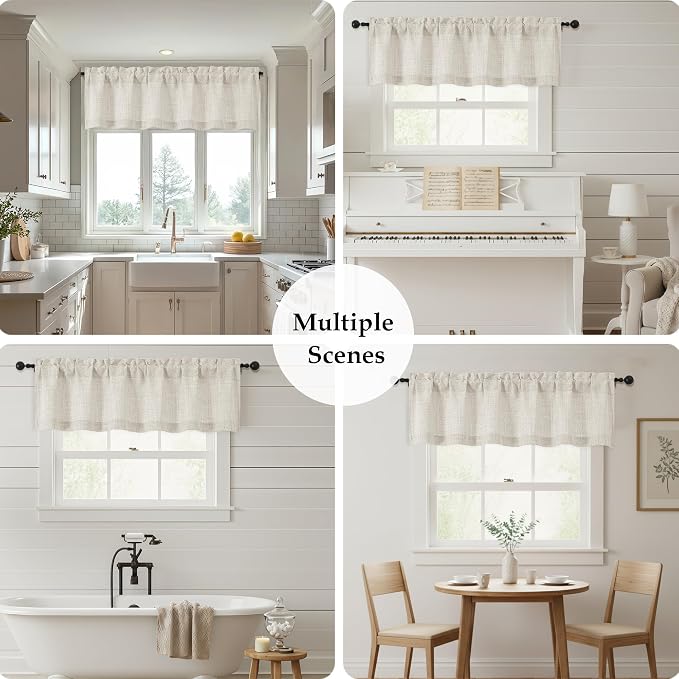 OWENIE Natural Valances for Windows 1 Pcs 22 Inch Length, Light Filtering - Image 7