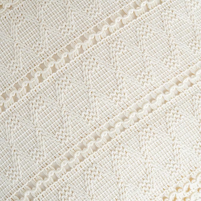 Fancy Homi Set of 1 Boho Cream Decorative Throw Pillow Cover 18x18 Inch - Image 4