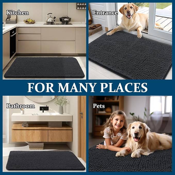 OLANLY Dog Door Mat for Muddy Paws 36x24, Super Absorbent Chenille Mud Mat | - Image 8