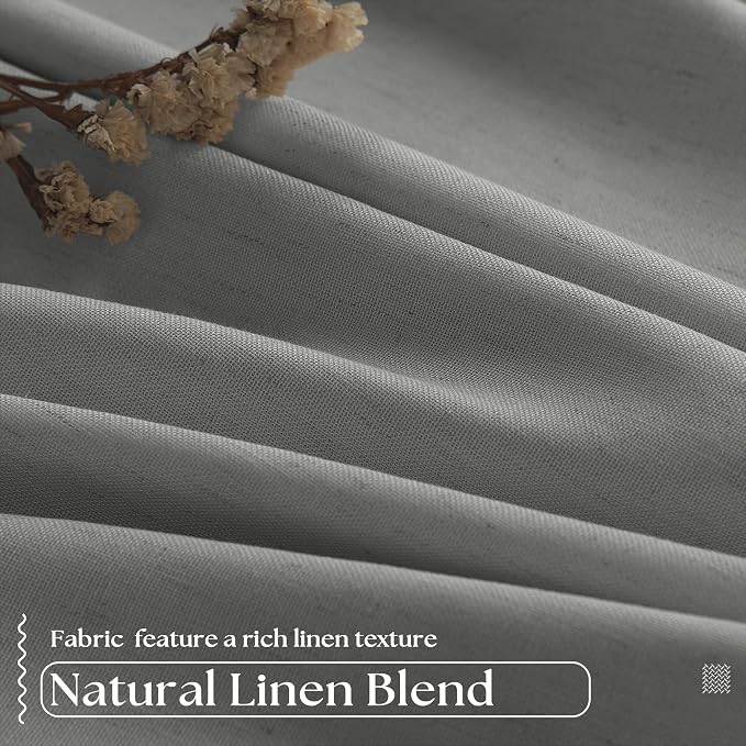 Dark Grey Linen 100% Black Out 120 Inch Curtains - Image 5
