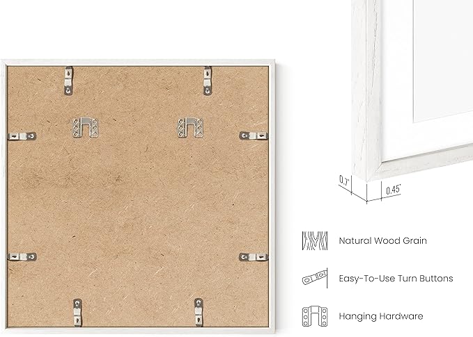 HAUS AND HUES 16x16 Square Picture Frames Set of 25 - Oak Wood Frames with Acrylic Cover, White