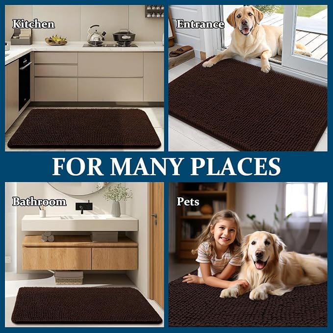 OLANLY Dog Door Mat for Muddy Paws 47x20, Super Absorbent Chenille Mud Mat | - Image 8