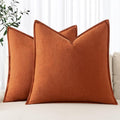 MIULEE Decorative Linen Euro Sham Pillow Covers 26x26 Burnt Orange | Boho by MIULEE