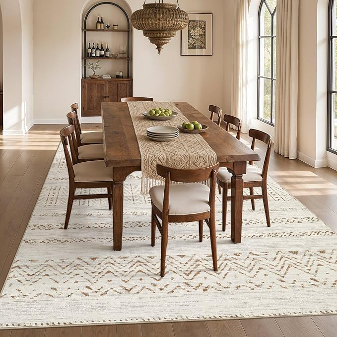 cotiled 6x9 Area Rugs for Living Room: Boho Washable Rug for Dining Room | - Image 7