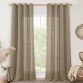 Taupe Linen Curtains 95 Inch Length 2 Panels by LAMIT