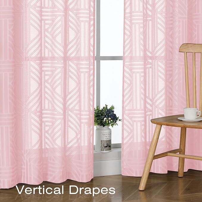 Simplebrand Blush Semi Sheer Curtains 84 Inches Long 2 Panels, Light Filtering - Image 5