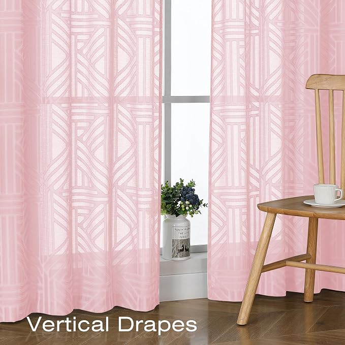 Simplebrand Blush Semi Sheer Curtains 63 Inch Length 2 Panels, Light Filtering - Image 5