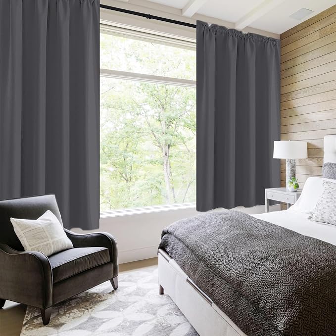DWCN Bedroom Curtains Blackout Drapery Panels 54 Inch Length 2 Panels Set - Image 6