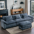 URRED Modular Sectional Sofa Comfy Cloud Couch, Modern Chenille Sofa Sleeper Deep Seat Couches with Ottoman/Pillows for Living Room (Blue, 117''- L Shape)
