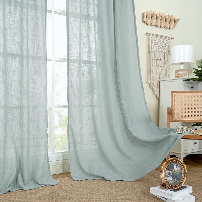 Light Filtering Linen Curtains 45 Inch Length 2 Panels, 34 x 45 Inch | Semi - Image 9