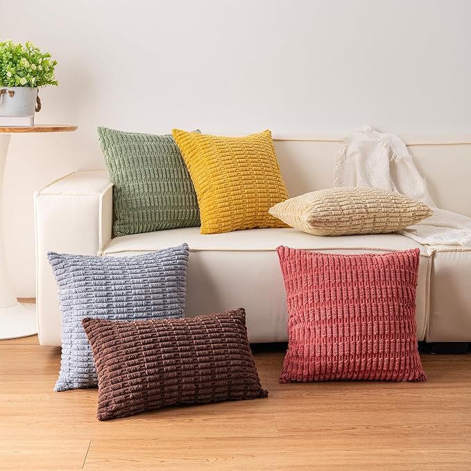 Aegero Pack of 2 Corduroy Decorative Throw Pillow Covers 12x20 Inch - Image 7