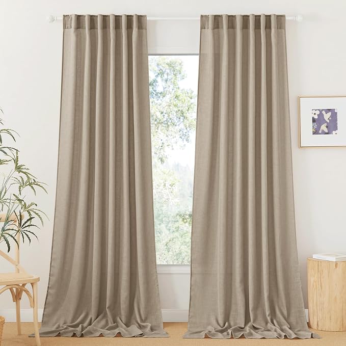 RYB HOME Long Linen Curtains 96 inches Long by RYBHOME