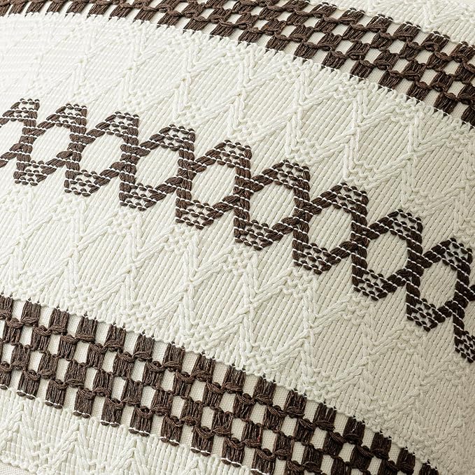 MIULEE Set of 2 Dark Brown Boho Decorative Lumbar Pillow Covers 12x20 Inch | - Image 4