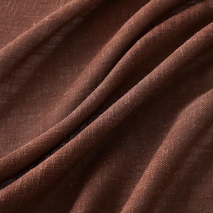 MIULEE Chocolate Brown Linen Curtains 52x96 Inch - Image 4