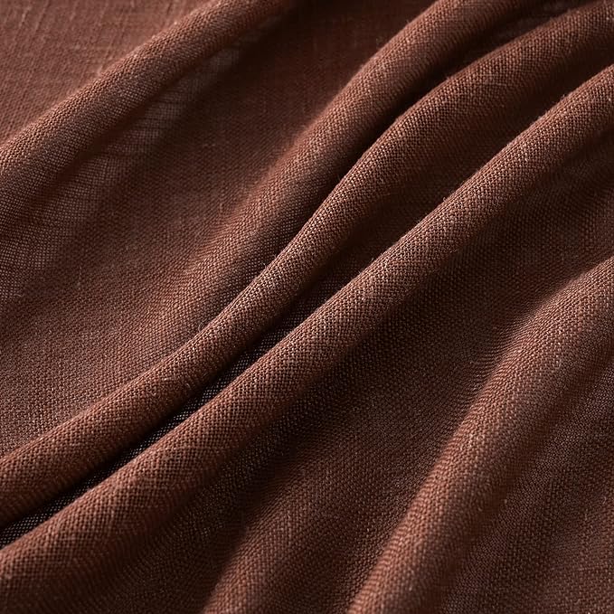 MIULEE Chocolate Brown Linen Curtains 96 Inch Long - Image 4