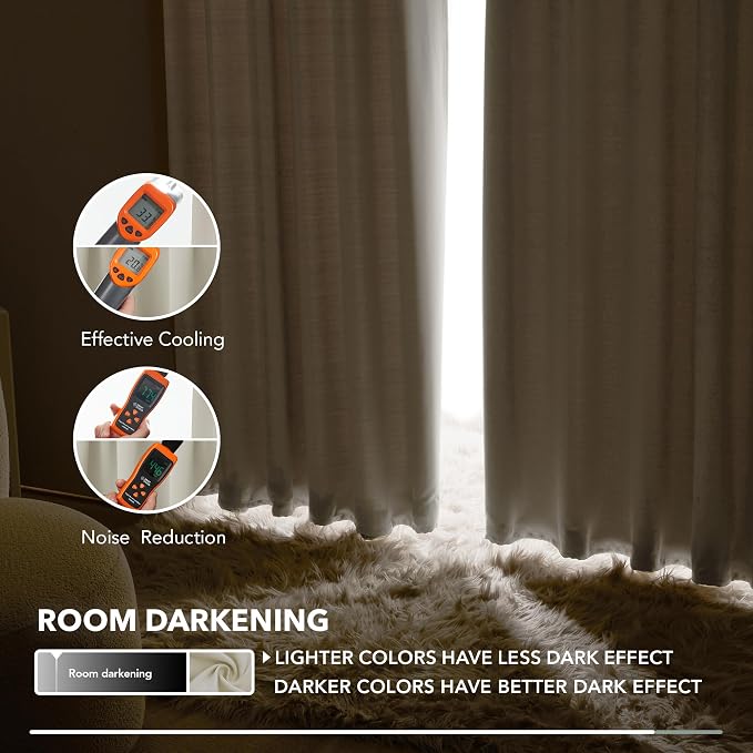 Deconovo Blackout Curtains, Thermal Insulated, W52 x L54 2 Panels, Back Tab - Image 7