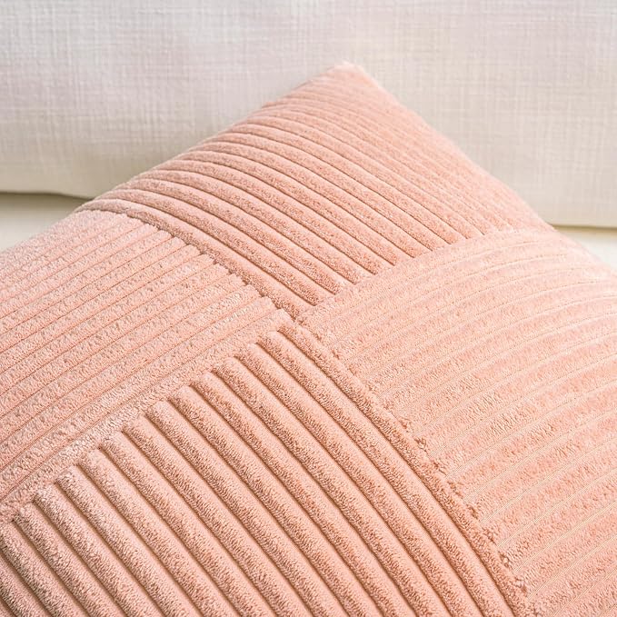 Fancy Homi 2 Packs Peach Samll Decorative Throw Pillow Covers 14x14 Inch - Image 3