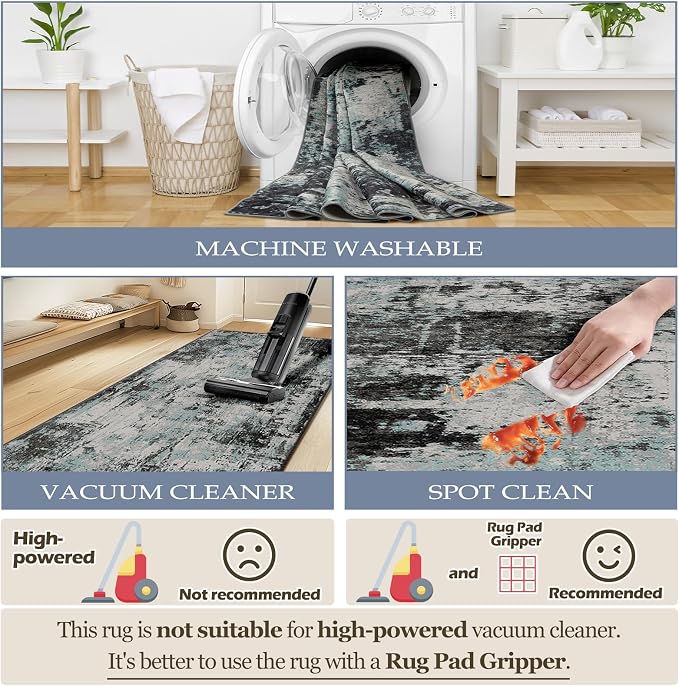 Washable Area Rugs 7'x9' Non-Slip Modern Abstract Soft - Image 5