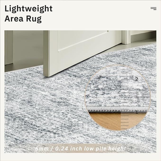 Soalmost 4x6 Area Rug for Living Room, Washable Rugs Non-Slip, Thin Foldable - Image 8
