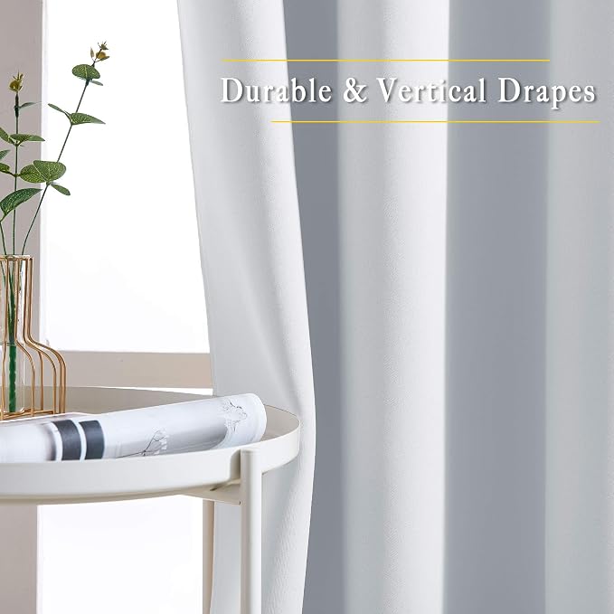 NICETOWN Greyish White Room Darkening Curtains Blackout 36 inch Curtains - Image 5