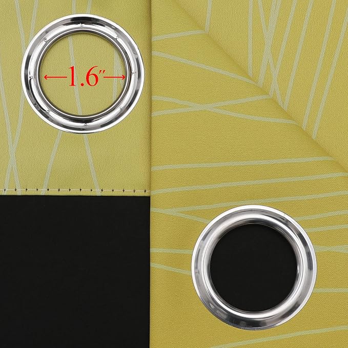 Estelar Textiler Yellow and Greyish White Blackout Curtains - Image 7