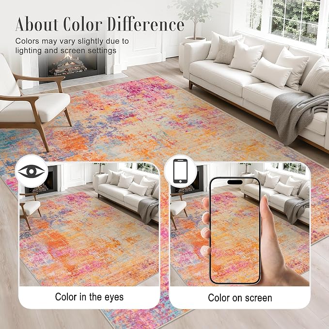 Area Rug Living Room: 3x5 Modern Washable Soft Carpet Galaxy Haze | - Image 4