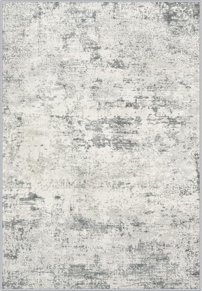 2x3 Washable Entryway Rug: Modern Abstract Indoor Soft Carpet Gray | by FXRHLP