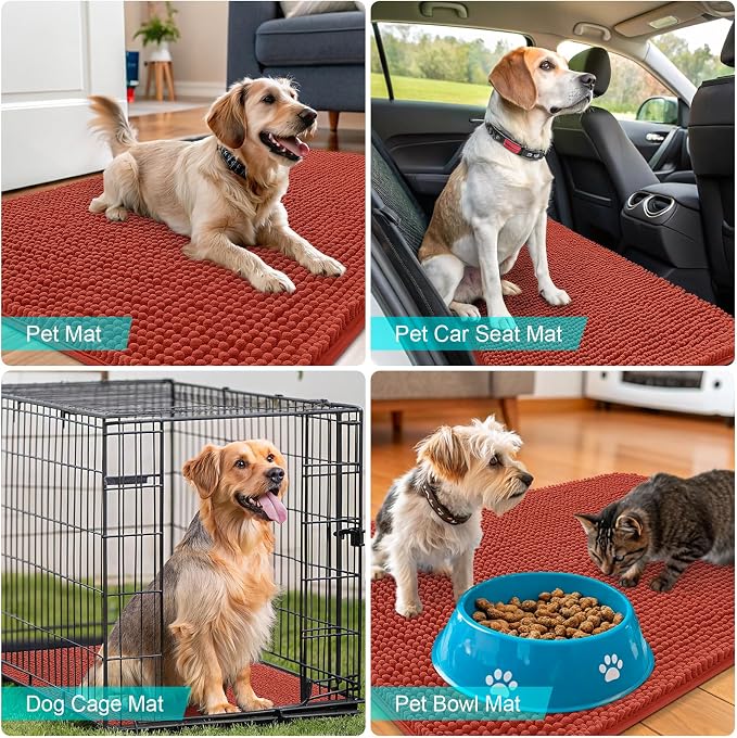 OLANLY Dog Door Mat for Muddy Paws 40x32, Super Absorbent Chenille Mud Mat | - Image 7