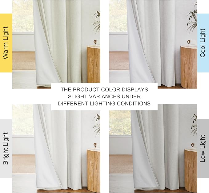 NICETOWN 100% Blackout Linen Texture Curtains 80 inches Long, Thermal Insulated - Image 9