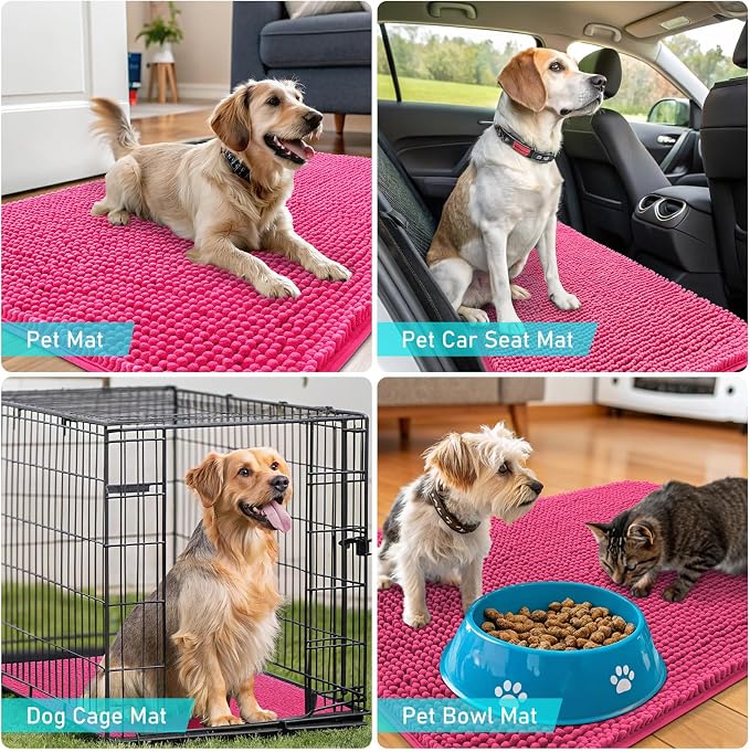 OLANLY Dog Door Mat for Muddy Paws 35x24, Super Absorbent Chenille Mud Mat | - Image 7