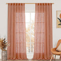 Linen Curtains for Living Room 120 Inches Long 2 Panels Semi Sheer | Privacy by LAMIT