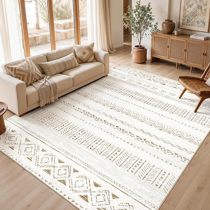 cotiled Boho 8x10 Area Rugs for Living Room: Large Moroccan Washable Rug | by COTILED