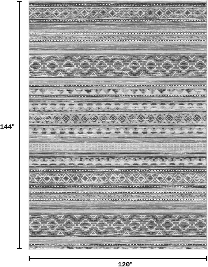 cotiled 10x12 Area Rugs Washable Boho Living Room Rug Beige Grey | Solve Modern - Image 2